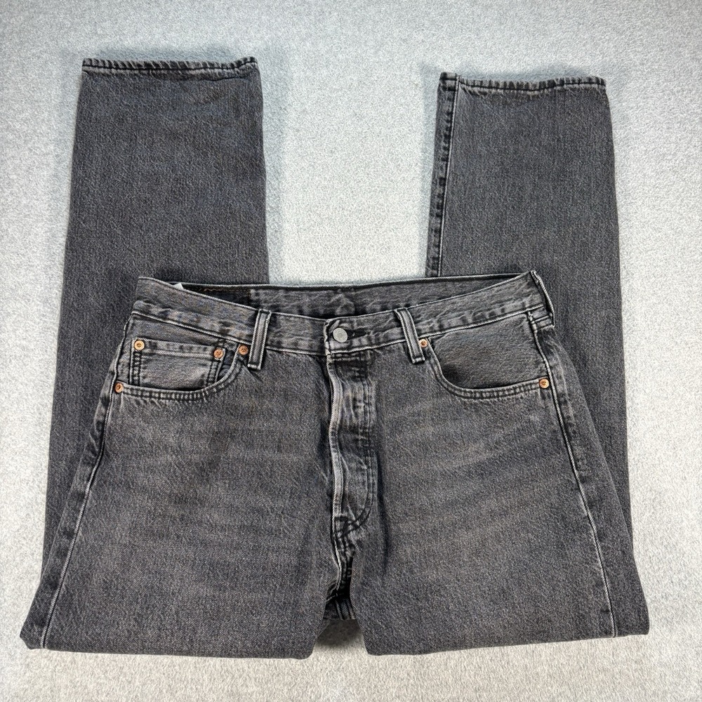 VTG Levis 501 Jeans Mens 33x30 Black Denim Button Fly Straight Leg
